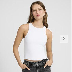 Express Body Contour High Compression High Neck Cropped Tank-White M